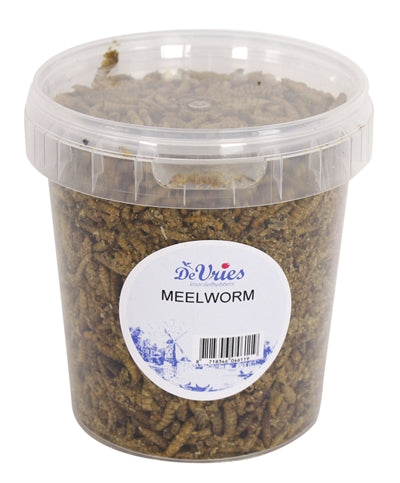 De Vries Schwarze Soldatenfliege Vogelsnack, Verpackung mit Fütterungsempfehlung