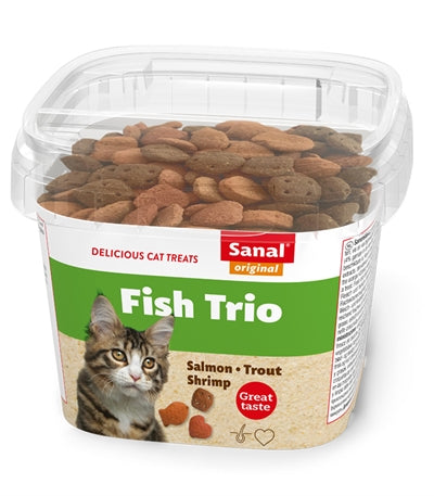 Sanal Cat Fish Trio Snacks Becher – Katzensnacks mit drei Fischsorten im praktischen Cup