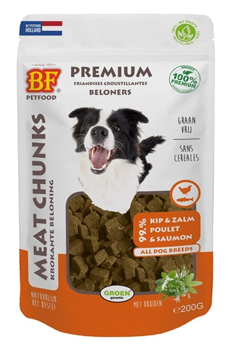 BF Petfood Fleischbrocken Huhn und Lachs – Natürliche Belohnungssnacks für Hunde