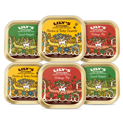 Lily's Kitchen Classic Dinners Multipack Schalen für erwachsene Hunde – Nassfutter-Set