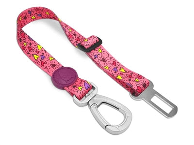 Morso Hundesicherheitsgurt Think Pink Rosa recycelt Detailansicht Karabiner und Gurt