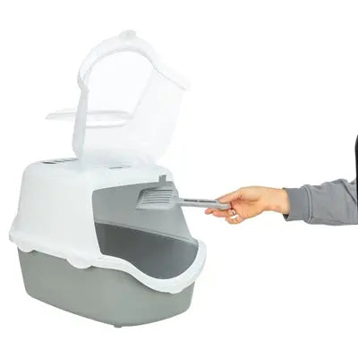Trixie Katzenklo Vico Open Top Mit Haube Hellgrau/Weiss