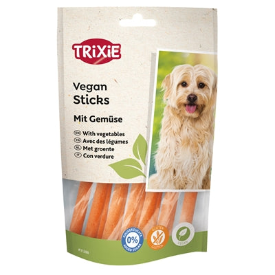 Trixie Vegane Sticks Gemüse Detailansicht – pflanzliche Hundesnacks Verpackung Rückseite