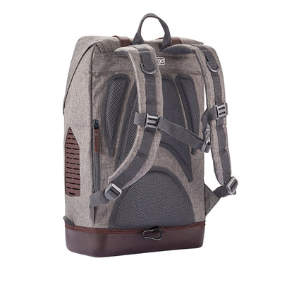 Kurgo Hunderucksack grau-braun Detailansicht – robuster Wanderrucksack Hund seitlich