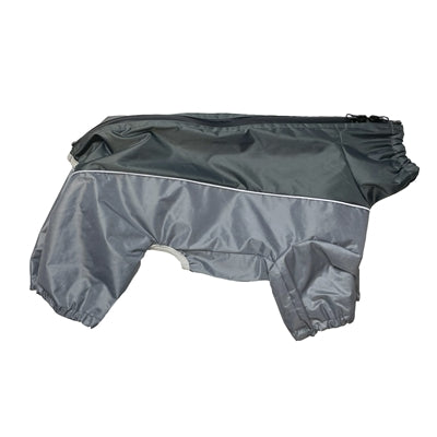 Wasserdichter Hundemantel Happy Pet Go Walk grau – Rückenansicht Schlammschutz