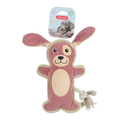 Zolux Buddy Dog Kuscheltier pink Detailansicht – weiches Plüschspielzeug für Hunde