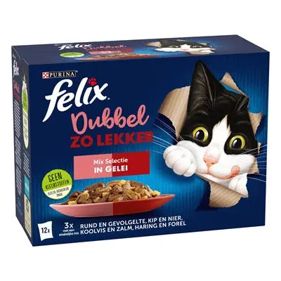 Felix Mix-Auswahl Katze doppelt lecker Gelee Verpackung Rückseite