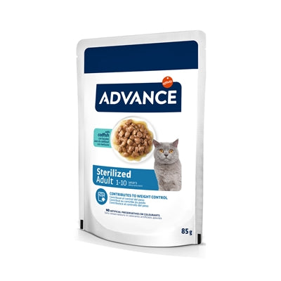 Advance Sterilized Kabeljau Katzenfutter – Verpackung mit Inhaltsstoffen