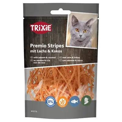Trixie Premio Katzensnack Streifen mit Lachs und Kokosnuss – natürliche Leckerli