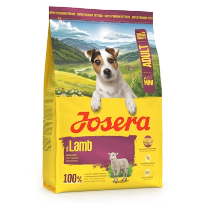 Josera Mini Adult Lamm hypoallergenes Hundefutter Rückseite mit Zusammensetzung