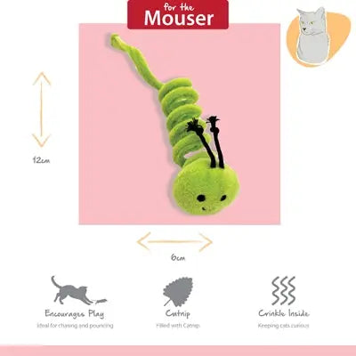 Happy Pet Raupen Übersicht – farbenfrohe Plüschspielzeuge mit Tupfenmuster für Katzen