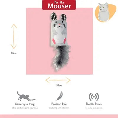 Happy Pet Maus Rassel Detail grau – verspieltes Katzenspielzeug mit Rasselfunktion