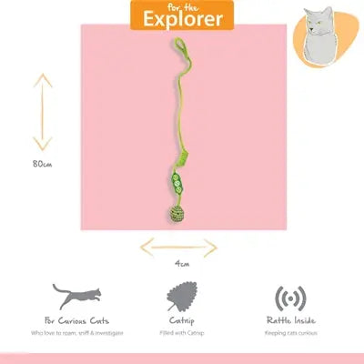 Happy Pet Bungee Erbse Detail – verspieltes Spielzeug zum Aufhängen für aktive Katzen