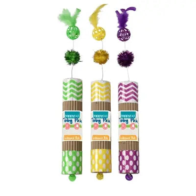 Happy Pet Karton-Roller mit Spielzeug – Kratzmatte und Spielzeug für verspielte Katzen