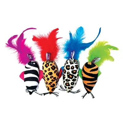 Happy Pet Safari Maus mit Federn – farbenfrohe Spielmaus für verspielte Katzen