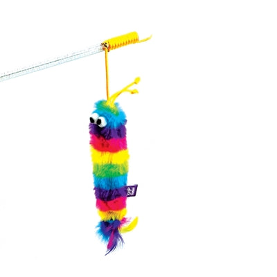 Happy Pet Katzenangel Regenbogen-Design - lange Stange mit weichem Spielzeug zum Jagen