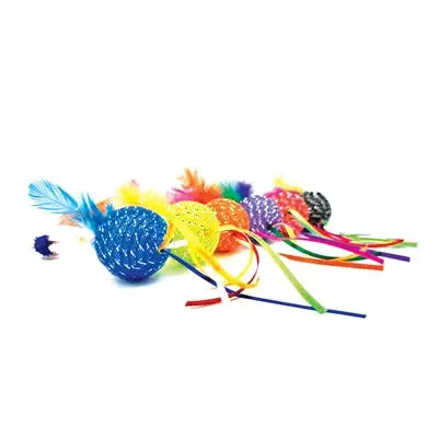 Happy Pet Tabby Patch Glitzerkugel Set - verschiedene Farbvarianten mit Federn