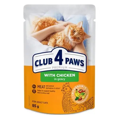 Club 4 Paws Premium Katzen-Nassfutter Hühnchen in Bratensoße für erwachsene Katzen