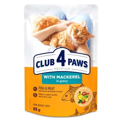 Club 4 Paws Premium Katzen-Nassfutter Makrele in Bratensoße für erwachsene Katzen