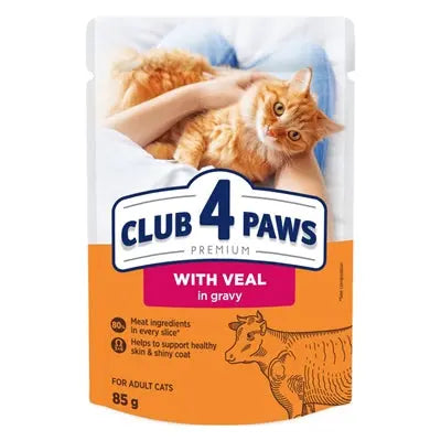 Club 4 Paws Premium Katzen-Nassfutter Kalbfleisch in Bratensoße für erwachsene Katzen