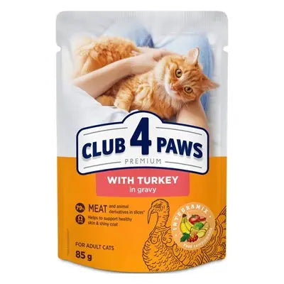 Club 4 Paws Premium Katzen-Nassfutter Truthahn in Bratensoße für Erwachsene