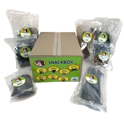 Petsnack Snackbox Detailansicht - getrocknete Hundesnacks verschiedene Texturen und Größen