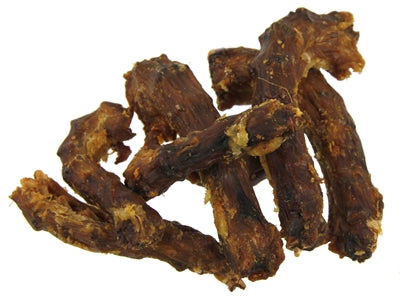 Petsnack getrocknete Hühnerhälse – Rückseite Verpackung mit Zusammensetzung