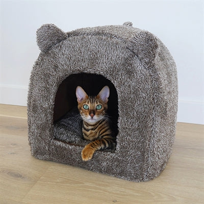 40 Winks Palisander-Katzenkorb Iglu Teddybraun