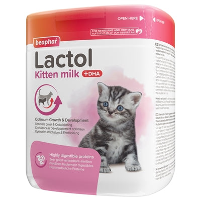 Beaphar Lactol Katzenmilch – Verpackung mit Dosierungsanleitung für Katzenwelpen