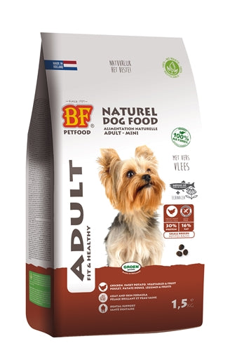 BF Petfood Erwachsene kleine Rassen Detailansicht – Trockenfutter Kleinhunde Verpackung Rückseite