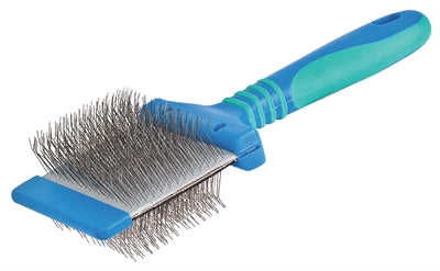 Vivog beidseitige biegbare Bürste blau professionelle Fellpflege Frontansicht