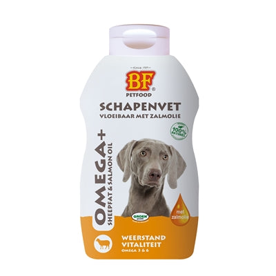 BF Petfood Schafsfett Lachsöl Verpackung – Nahrungsergänzung für glänzendes Hundefell