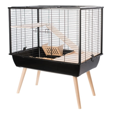 Zolux Neo Muki Nagetierkäfig in Schwarz, geräumiger Käfig für Hamster und Mäuse