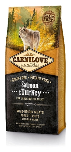 Carnilove Lachs und Pute Trockenfutter für große Hunderassen, getreidefreies Hundefutter