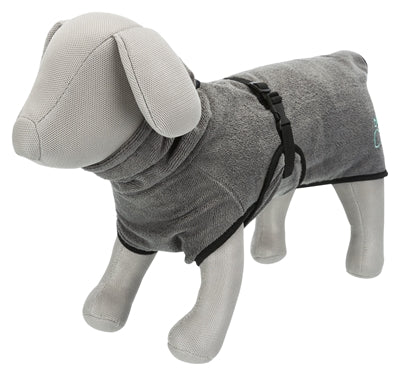 Grauer Hundebademantel Trixie – Nahaufnahme Frottee-Material