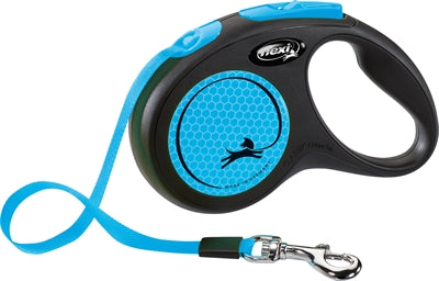 Flexi New Classic Neon Rollleine Blau – Hund an flexibler Leine