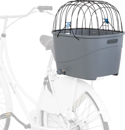 Trixie Fahrradkorb Gepäckträger mit Drahtkuppel Grau – Hunde-Fahrradtransport