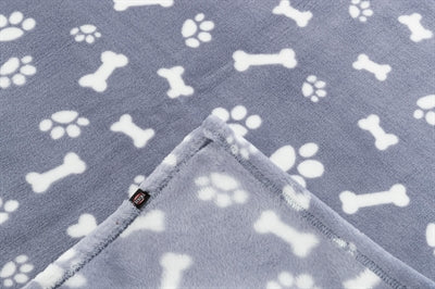 Trixie Hundedecke Kenny Fleece Knochen / Pfoten Blau