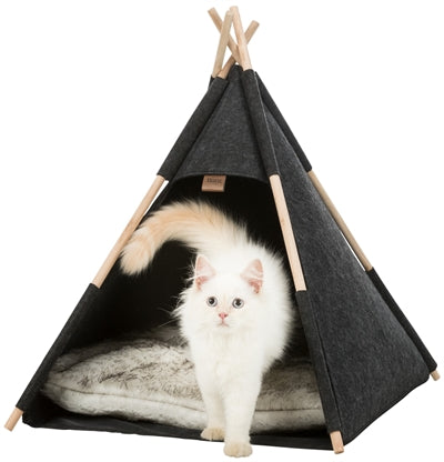 Trixie Tipi-Höhle für Katzen aus anthrazitfarbenem Filz – Frontansicht