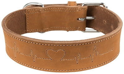 Trixie Halsband Hund Rustikal Fett Leder Herzschlag Braun