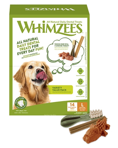 Whimzees Natürliche Zahnpflege-Kausnacks für Hunde – Vegetarische Dental-Leckerlis