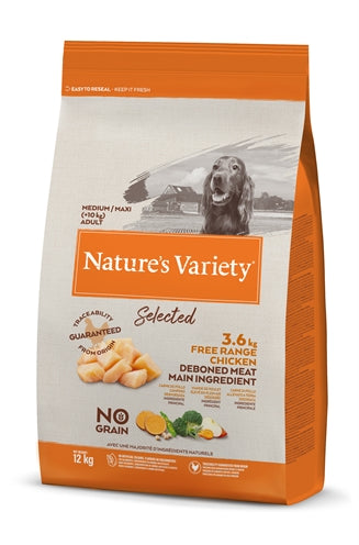 Nature’s Variety Selected Freilandhuhn Medium – Getreidefreies Trockenfutter für mittelgroße Hunde