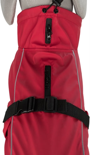Trixie Hunderegenmantel Vimy rot – Nahaufnahme wasserdichtes Material