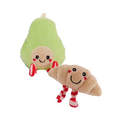 Rosewood Avocado & Croissant Spielset – Lustiges Plüsch-Katzenspielzeug im Duo