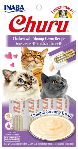 Inaba Churu Katzensnack Huhn Garnelen – Cremiges Leckerli-Püree für Katzen