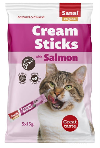Sanal Sticks Katzensnack Lachs – Leckere Kaustangen für Katzen mit Lachsgeschmack