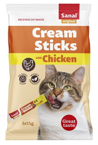 Sanal Sticks Katzensnack Huhn – Leckere Kaustangen für Katzen mit Hühnchenfleisch