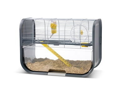 Savic Hamsterkäfig Geneva Anthrazit Silber – Kompakter Käfig für Hamster