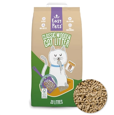 Easypets Holzpellets Katzenstreu Rückseite Verpackung Inhaltsstoffe – Streu Holz biologisch abbaubar saugfähig