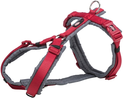 Trixie Premium Trekking Hundegeschirr Rot Grau – Gepolstertes Wandergeschirr für Hunde